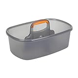 Casabella Cleaning Handle Bucket, Rectangular Storage Caddy, Graphite, 1.5 gallons, 1.85 Gallon, Gray and Orange