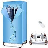 Concise Home Foldable Electric Clothes Dryer 1000W Large Capacity 15kg Double Layer Stainless Steel Remote Control Energy-Efficient Indoor Wet Laundry Warm Air Drying Wardrobe