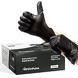 FifthPulse Black Vinyl Disposable Gloves X Large 50 Pack - Latex Free, Powder Free Medical Exam Gloves - Surgical, Home, Cleaning, and Food Gloves - 3 Mil Thickness