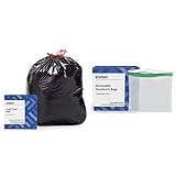 Amazon Brand - Solimo Multipurpose Drawstring Trash Bags, 30 Gallon, 50 Count & Sandwich Storage Bags, 300 Count