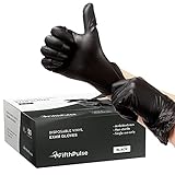 Black Vinyl Disposable Gloves X Large 50 Pack - Latex Free, Powder Free Medical Exam Gloves - Surgical, Home, Cleaning, and Food Gloves - 3 Mil Thickness