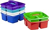 Storex Classroom Caddy, 9.25 x 9.25 x 5.25 Inches, Assorted Colors, Color Assortment Will Vary, Case of 6 (00940U06C), Small Caddy