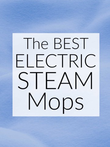Blue Background and a sign that reads best electric steam mops