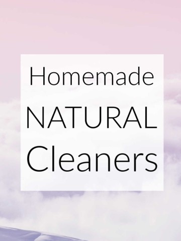 Pink background and white sign that reads homemade natural cleaners