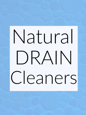 blue background with white box that reads natural drain cleaners