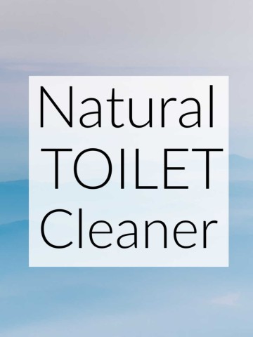 pastel blue background and text in a white box that reads natural toilet cleaner