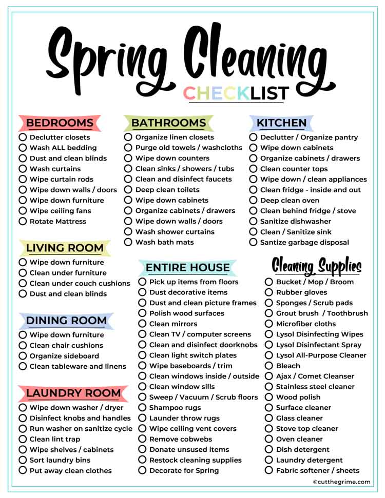 spring cleaning supplies checklist