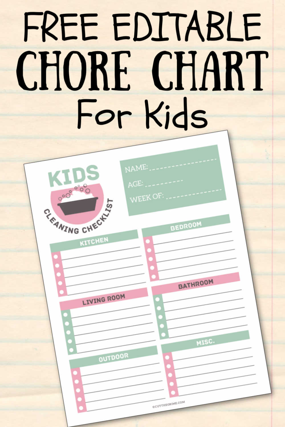 Free Editable Printable Chore Chart for Kids
