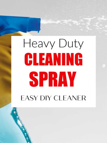 spray bottle with text reading heavy duty cleaning spray