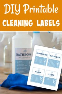 bathroom cleaning label on a plastic spray bottle