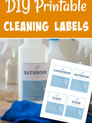 bathroom cleaning label on a plastic spray bottle