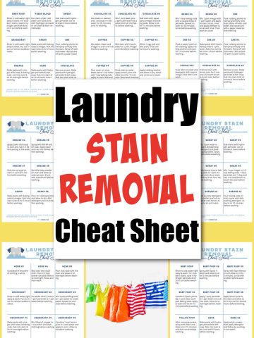 seven pages of printable cheat sheets that show how to remove the most common laundry stains.